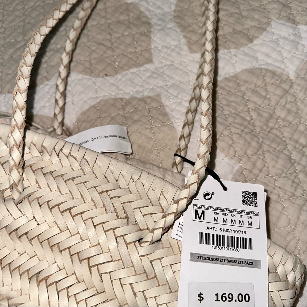 Price Firm - ZARA Leather Woven Tote Bag - Picture 13 of 15